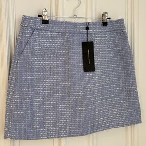 French Connection Pale Blue Tweed Mini Size 8US NWT